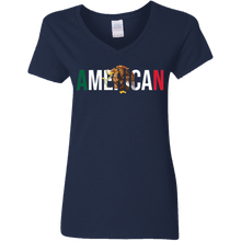 Load image into Gallery viewer, First Gen Mexican American Womens 5.3 oz. V-Neck T-Shirt
