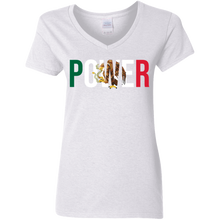 Load image into Gallery viewer, MEXICAN POWER Ladies 5.3 oz. V-Neck T-Shirt
