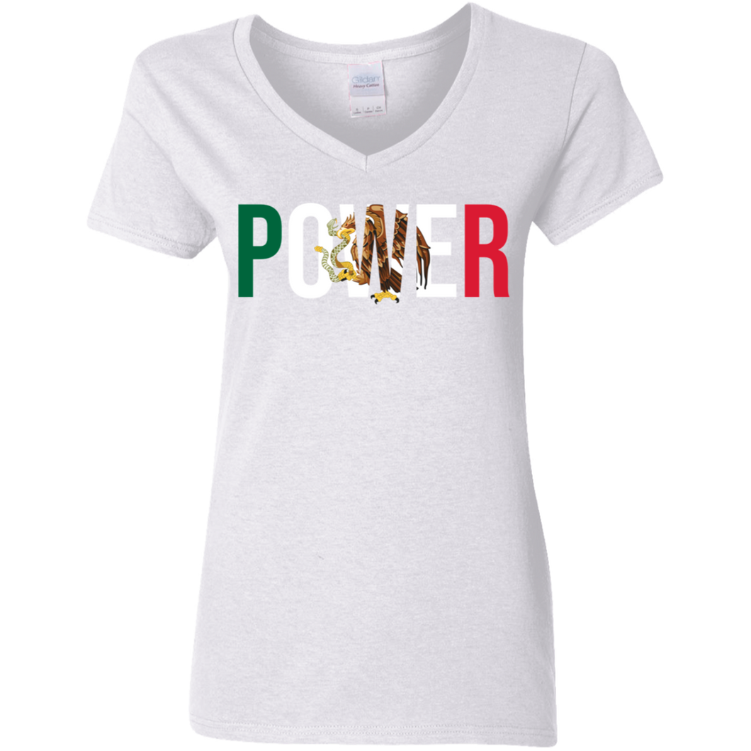 MEXICAN POWER Ladies 5.3 oz. V-Neck T-Shirt