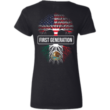 Load image into Gallery viewer, First Gen Mexican American Womens 5.3 oz. V-Neck T-Shirt
