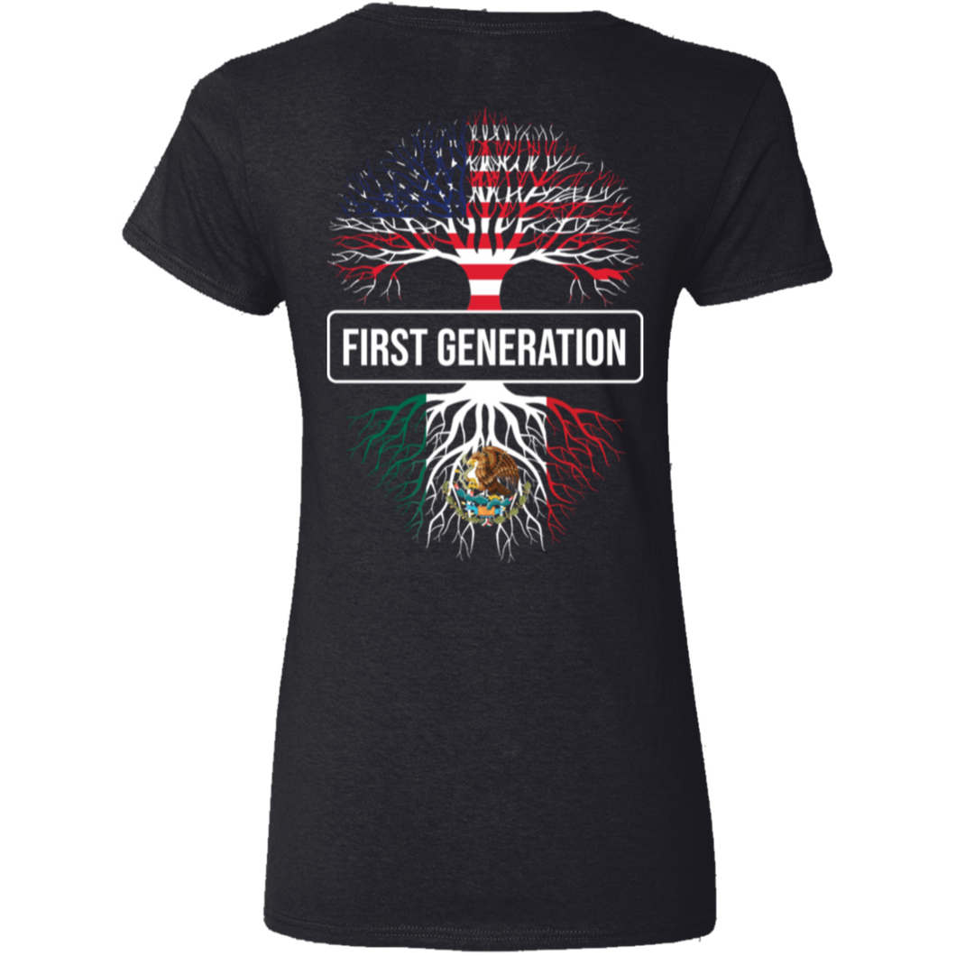 First Gen Mexican American Womens 5.3 oz. V-Neck T-Shirt