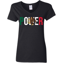 Load image into Gallery viewer, MEXICAN POWER Ladies 5.3 oz. V-Neck T-Shirt
