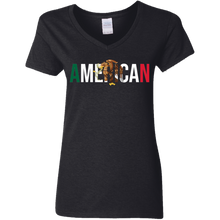 Load image into Gallery viewer, MEXICAN AMERICAN Women&#39;s 5.3 oz. V-Neck T-Shirt
